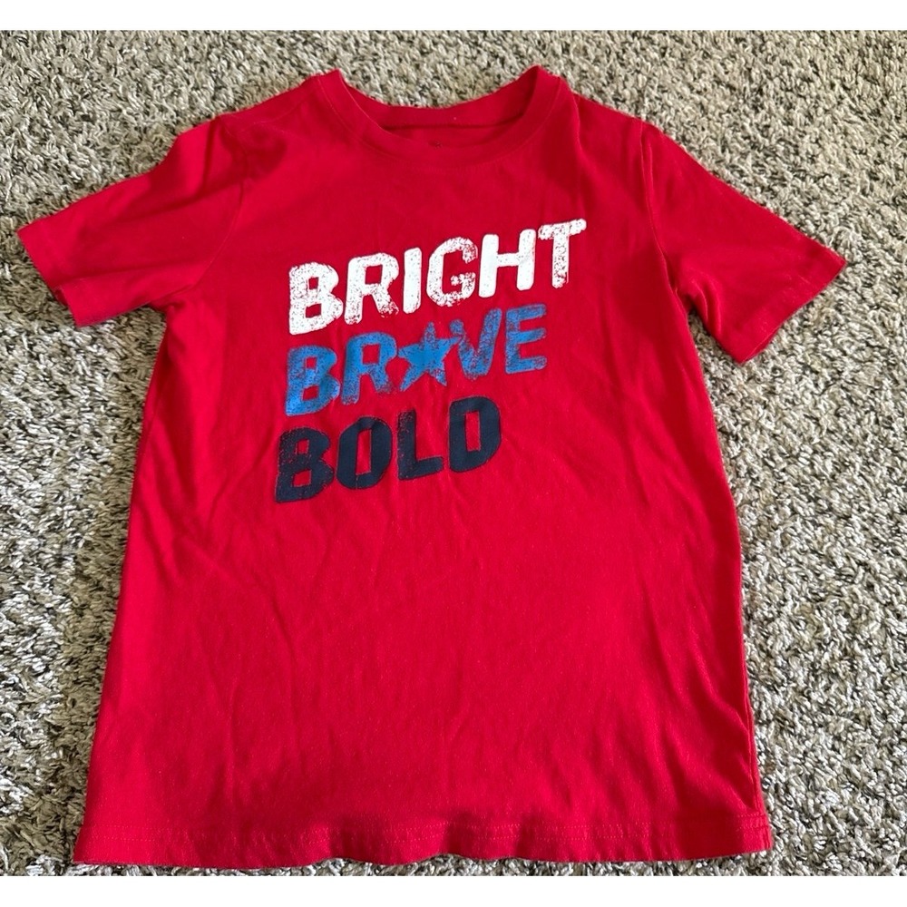 Jumping Beans Boys Red "Bright Brave‎ Bold" short sleeve tee size 8
